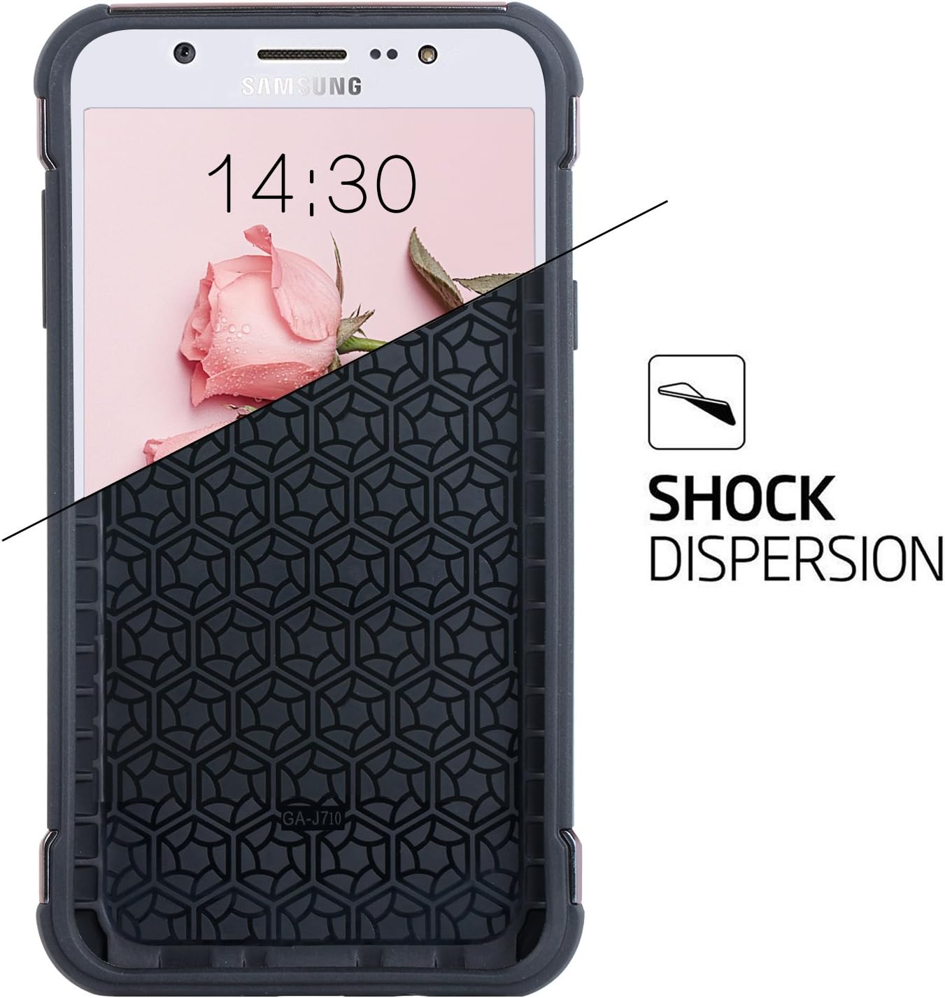 BENTOBEN Galaxy J7 2016 Case, Galaxy J7 J710 Case, Glitter 2 in 1 Luxury Bling Hybrid Hard PC Sparkly Shiny Faux Leather Chrome Shockproof Protective Case for Samsung Galaxy J7 J710 (2016), Rose Gold
