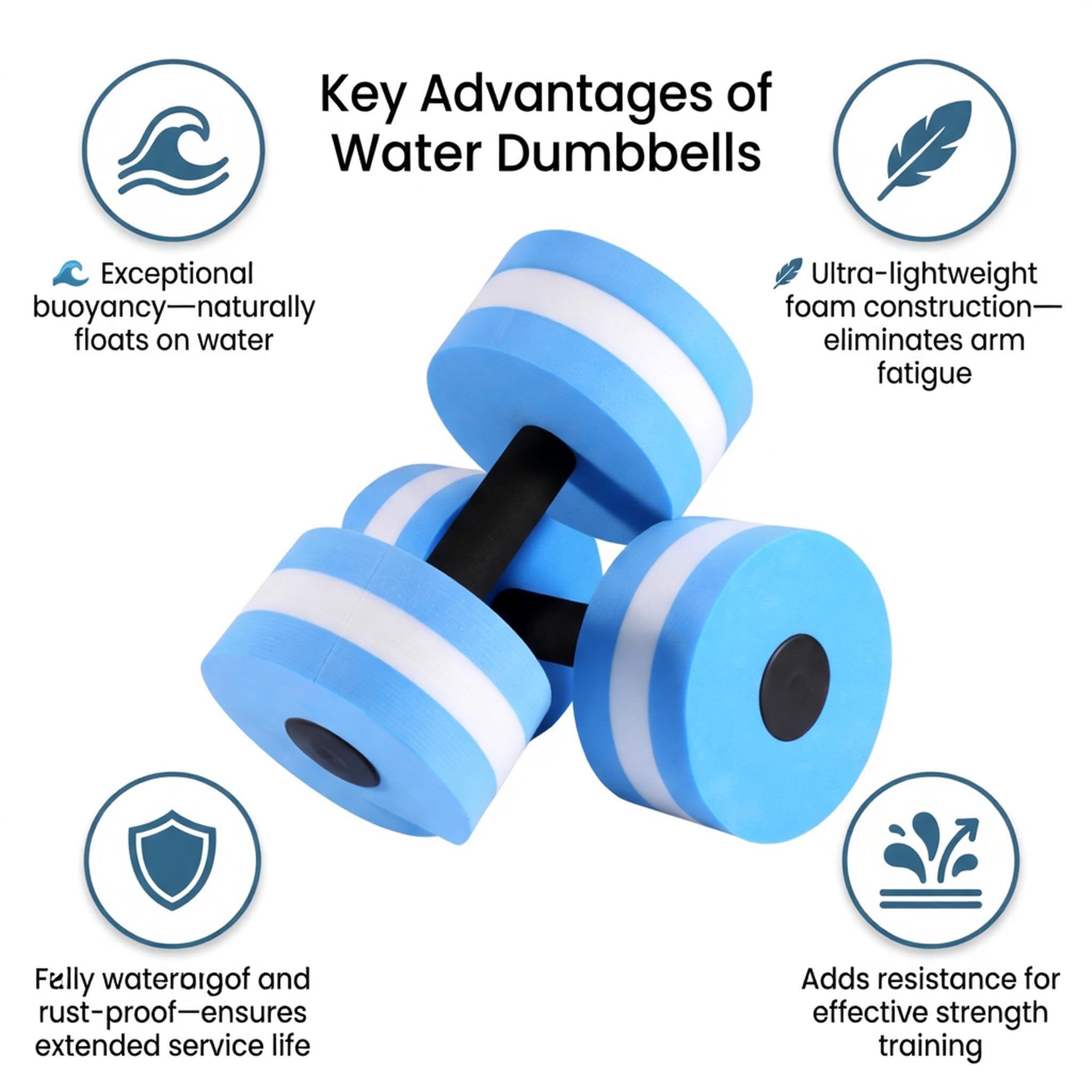 Mancuernas de Agua, Juego de 2 Mancuernas Acuáticas de Espuma EVA, Mancuerna para Entrenamiento de Natación y Deportes Acuáticos