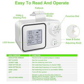 Automatic Plant Waterer Indoor, Self Watering System for 15 Potted Plants, Auto Plant Watering, Adjustable Water Volume, Programmable Water Timer, DIY Drip Irrigation Kit for Home Garden