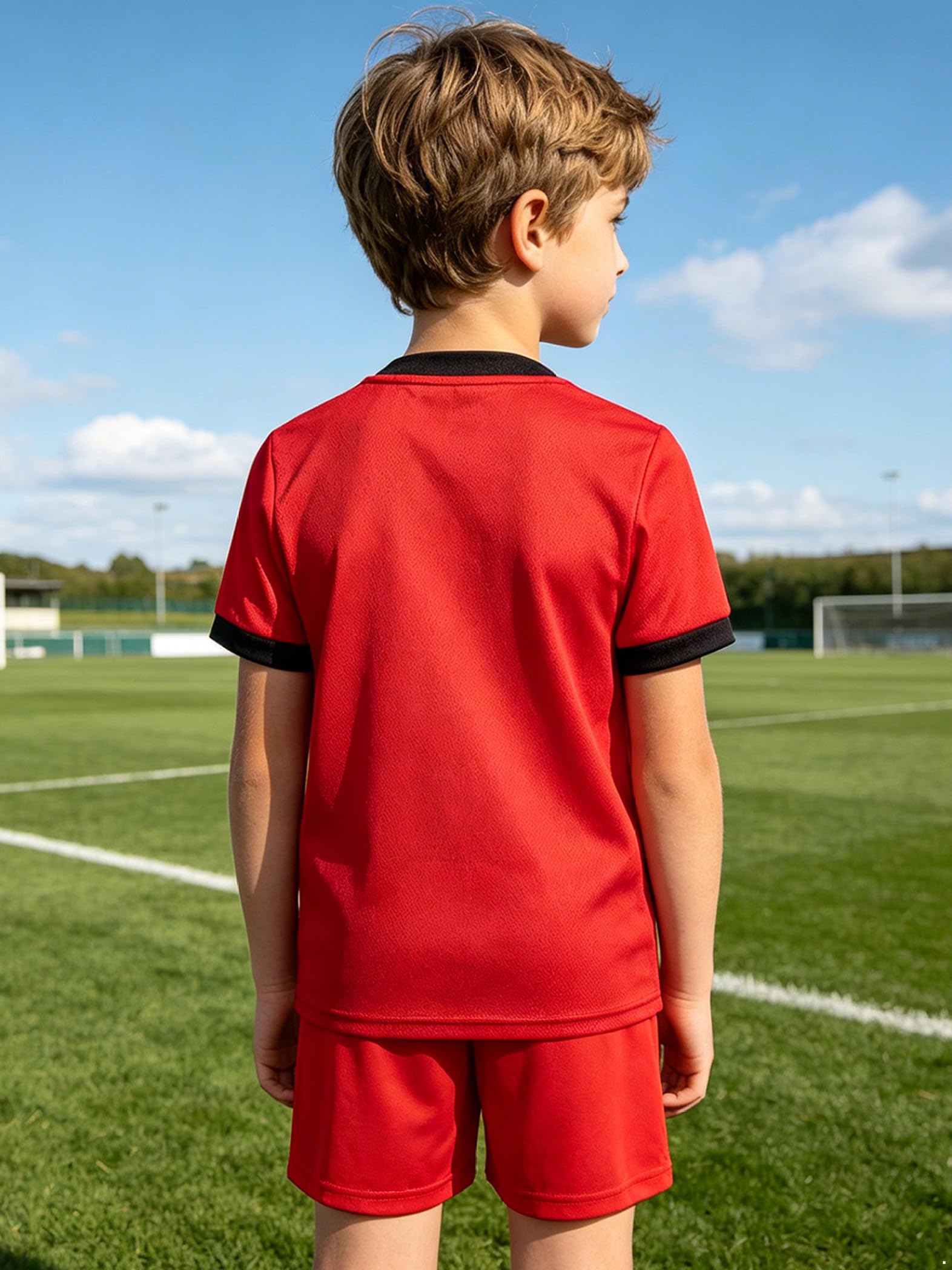 Set Trainingsanzug Sportanzug Sommer Jungen Kinder Kurzarm T-shirt Trikot mit Kurze Hosen Jogginganzug Fußball