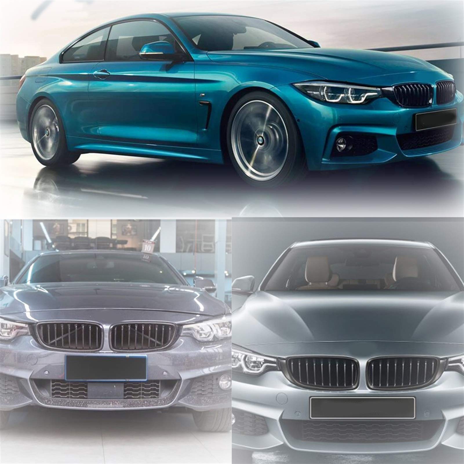 Czarna listwa przedniego grilla Grill w stylu M4, dla BMW, F32 F33 F36 F80 F82 2013-2018, kabrioletu Coupe 425i 430i 440i 435i Wymiana kratki chłodnicy samochodu