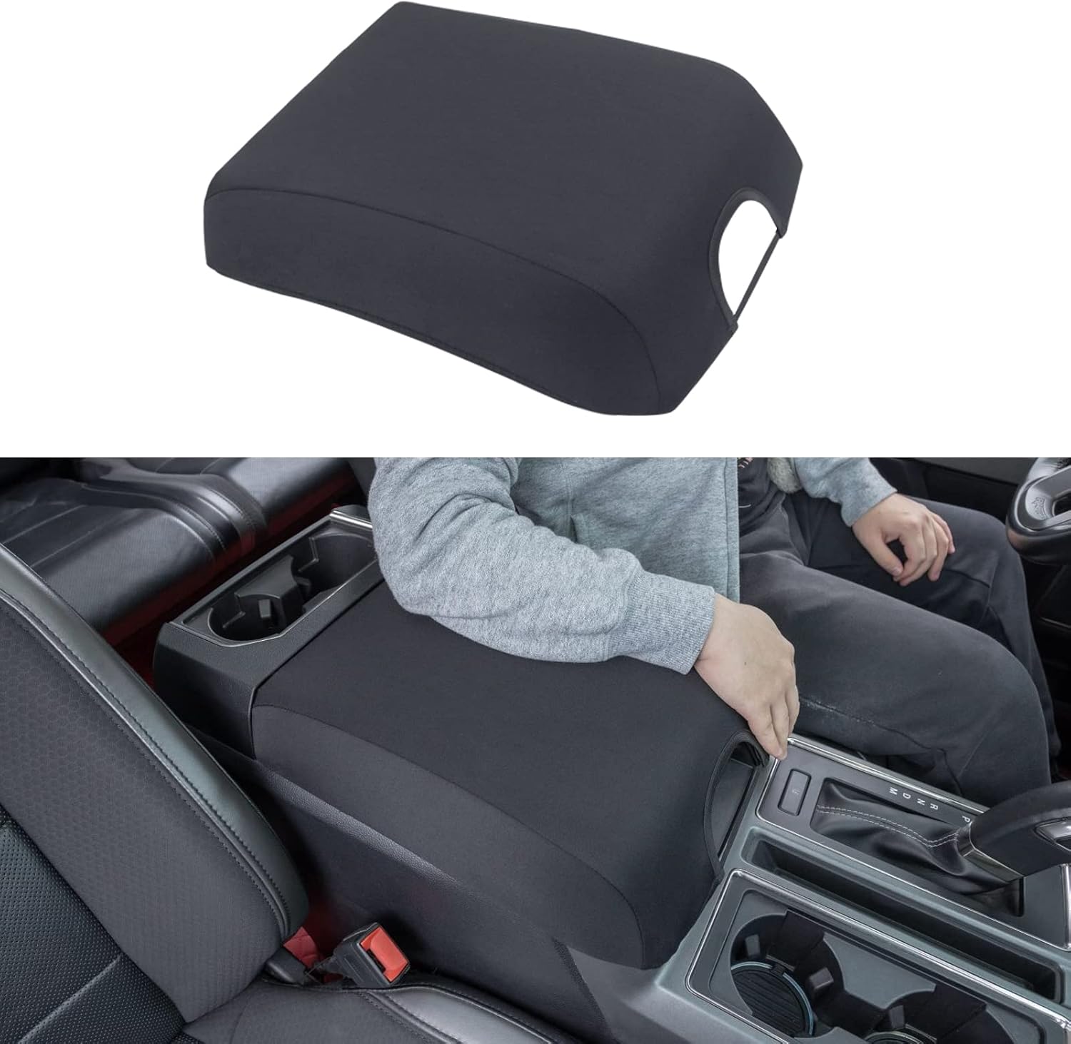 JDMCAR Center Console Cover Compatible with 2015-2020 Ford F150 / 2017-2022 F250 F350 F450 and 2018-2024 Expedition Accessories, Neoprene Armrest Cover Customized Arm Rest Cover (Bucket Seat Only)