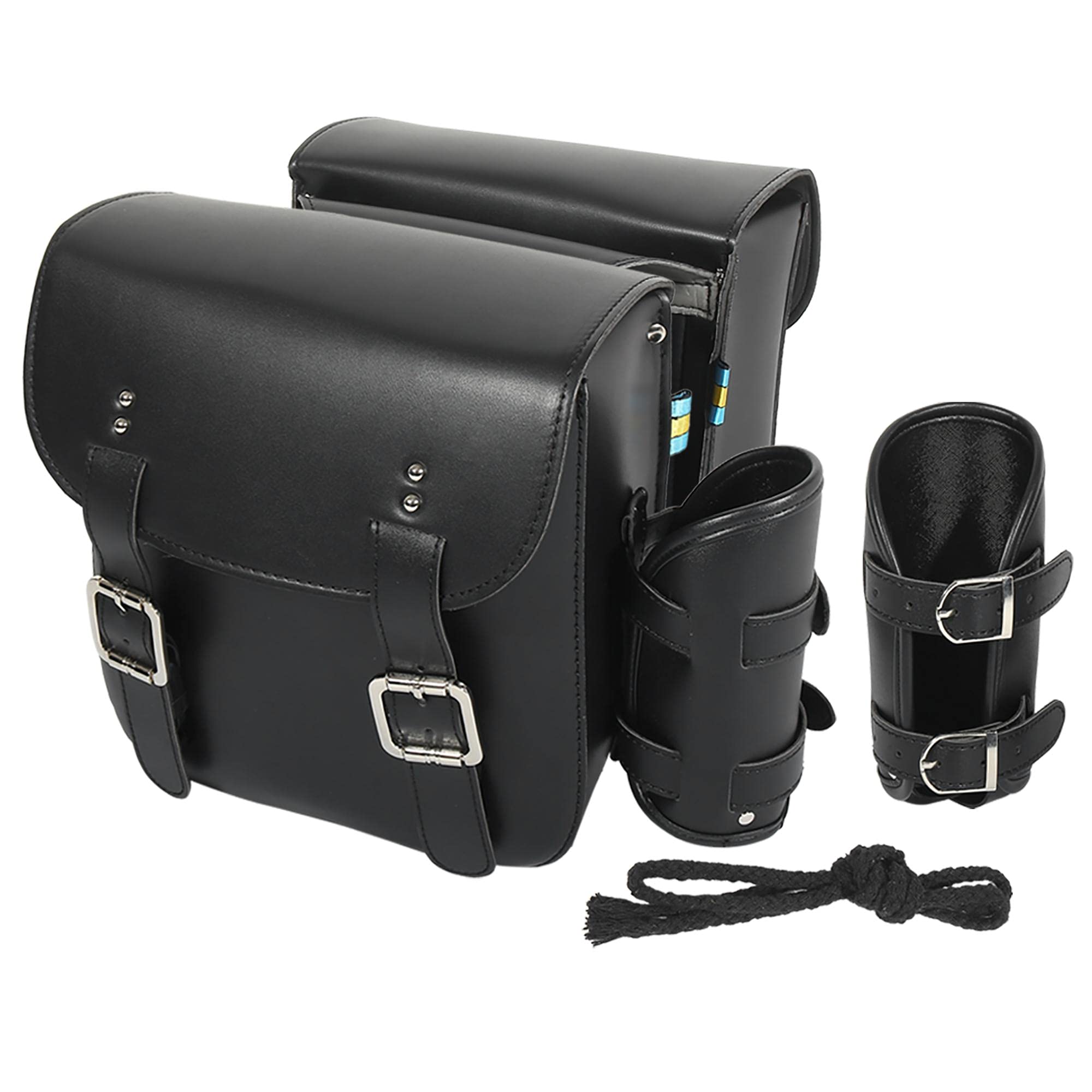 MotofortiPair Motorcycle Saddlebag Side Tool Bags Cycling Luggage Bag Waterproof Faux Leather