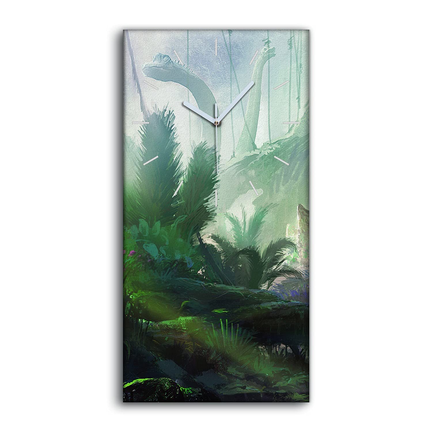 Horloge sur Toile 30x60cm Art Mural Salon Tableau Moderne Paysage Jungle