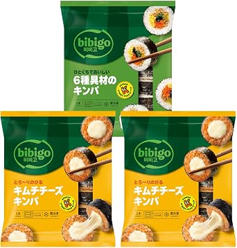 Bibigo Kimpa Set of 3 Frozen Kimchi Cheese Kampa with 2 Pieces, 6 Ingredients, Microwave Cooking, Divided Pack, Made in Japan