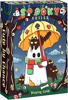 99FOX Spooky Cutie Playing Cards, Cute Creepy Poker Deck, Premium Black Core Paper with Linen Finish, Gift for Card Game Lovers and Horror Fans
