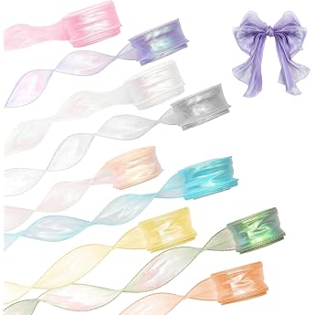 9 Rolls Organza Ribbon 4 cm x 9 m Chiffon Ribbon Transparent Ribbon
