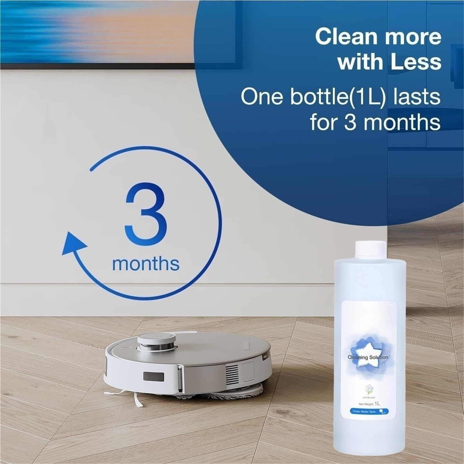 1 l Reinigungsflüssigkeit, kompatibel mit ECOVACS Deebot T20 N9 + T10 OMNI/T10 TURBO/X1 OMNI/X1 TURBO, Reinigungslösung for mehrere Oberflächen(2 Pack)