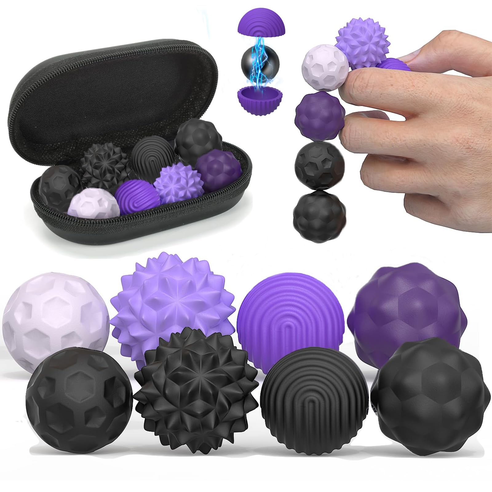 Afufu Magnetic Balls Fidget Toys for Adults & Teens, Anti-Stress Sensory Toys, Silent Textured Silicone Sensory Balls, Relief Anxiety Autism Office Stocking Fillers