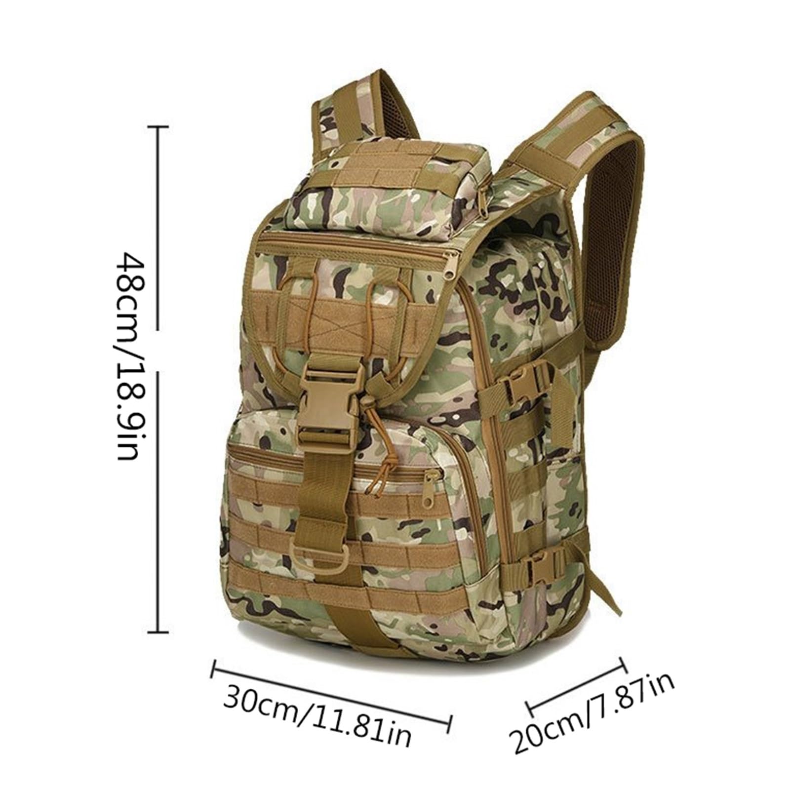Duży Plecak, Lekki Wodoodporny 40 L Oddychający Wojskowy Taktyczny Sportowy Plecak, Szturmowy Do Codziennego Użytku, Na Kemping, Podróż, Trekking, Survivalowy Na Świeżym Powietrzu(J)
