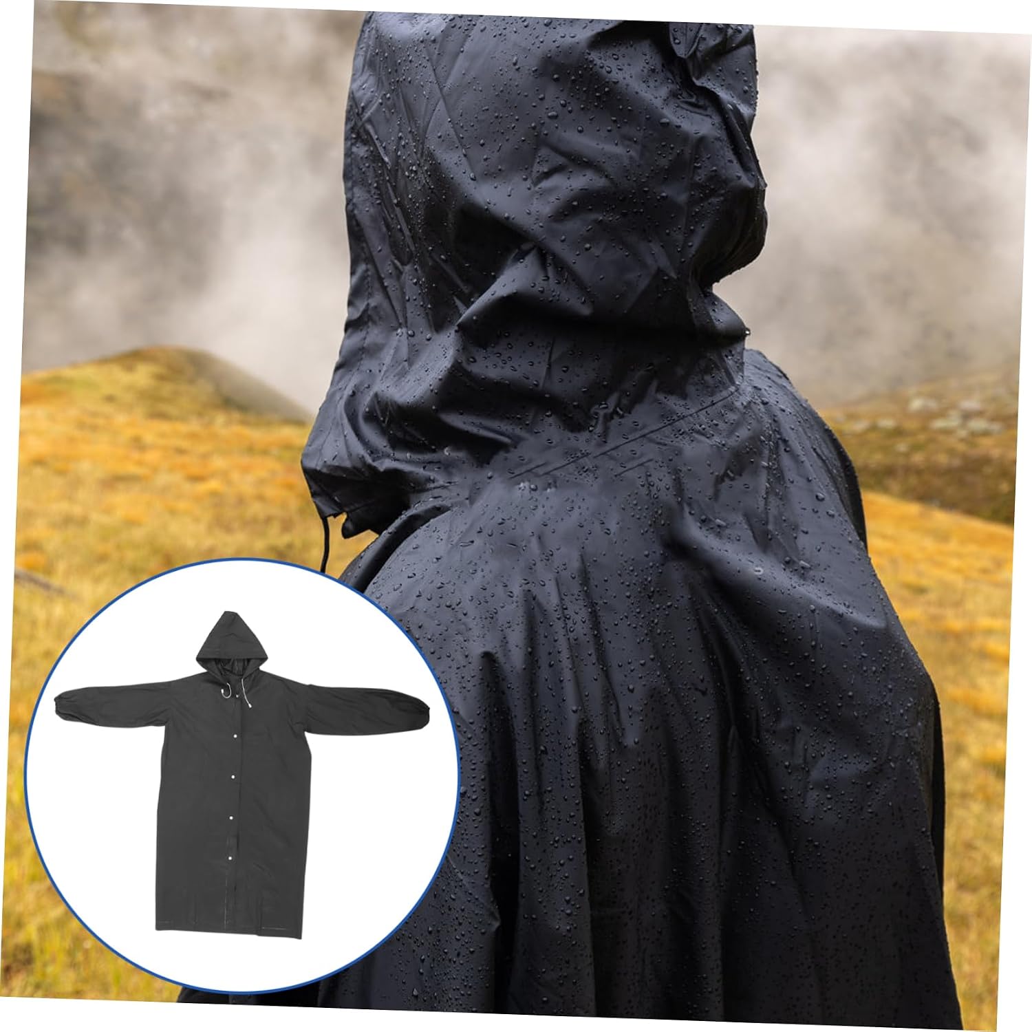 Hooded Long Rain Poncho for Adults Reusable Raincoat for Outdoor Activities Hiking Camping Travel Sturdy and Protective Design