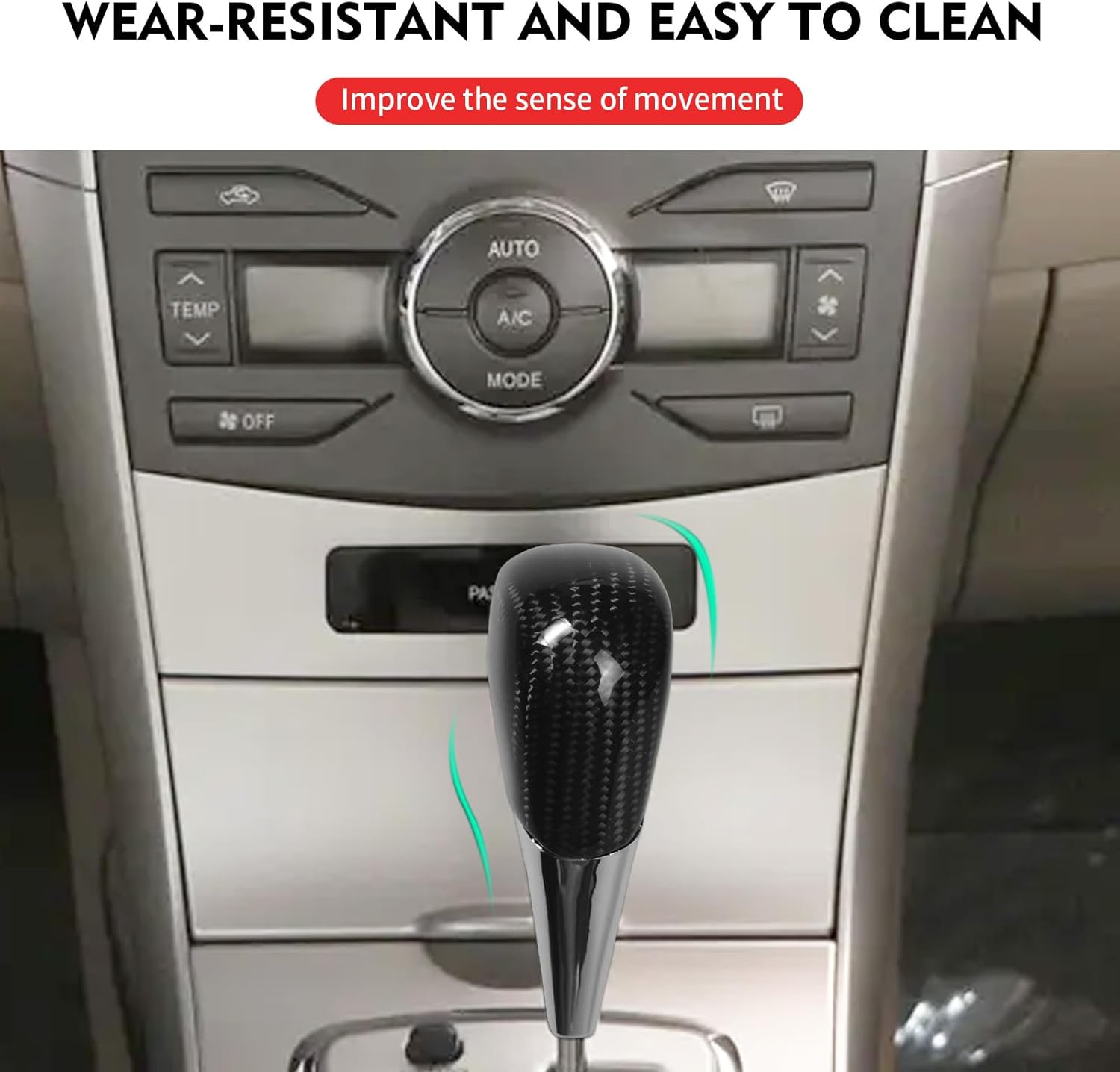 Compatible with Carbon Fiber Gear Shift Knob Head Cover Automotive Shift Lever for Toyota Camry 2007-2011 Corolla 2009-2013 Highlander 2008-2013 RAV4 2006-2011 Sienna 2011-2016 (Black)