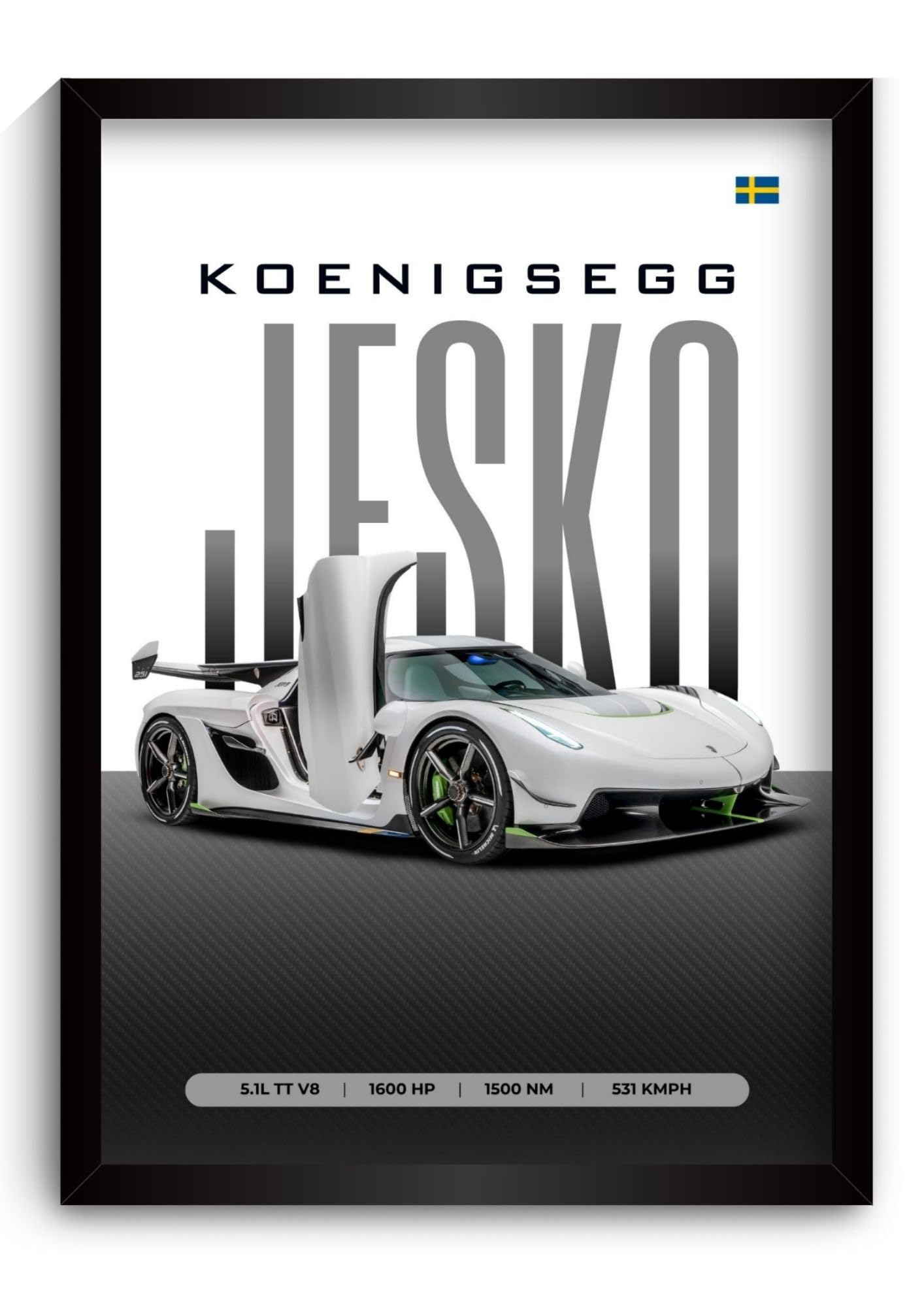 Koenigsegg Jesko Poster | Framed Koenigsegg A4 Sized (31 x 23 cm) | Car Poster for Wall, Gift for Boys, Hypercar Frames | Jesko Car Posters for Wall, Bedroom, Hostel, Study Area, Hostel-image-9