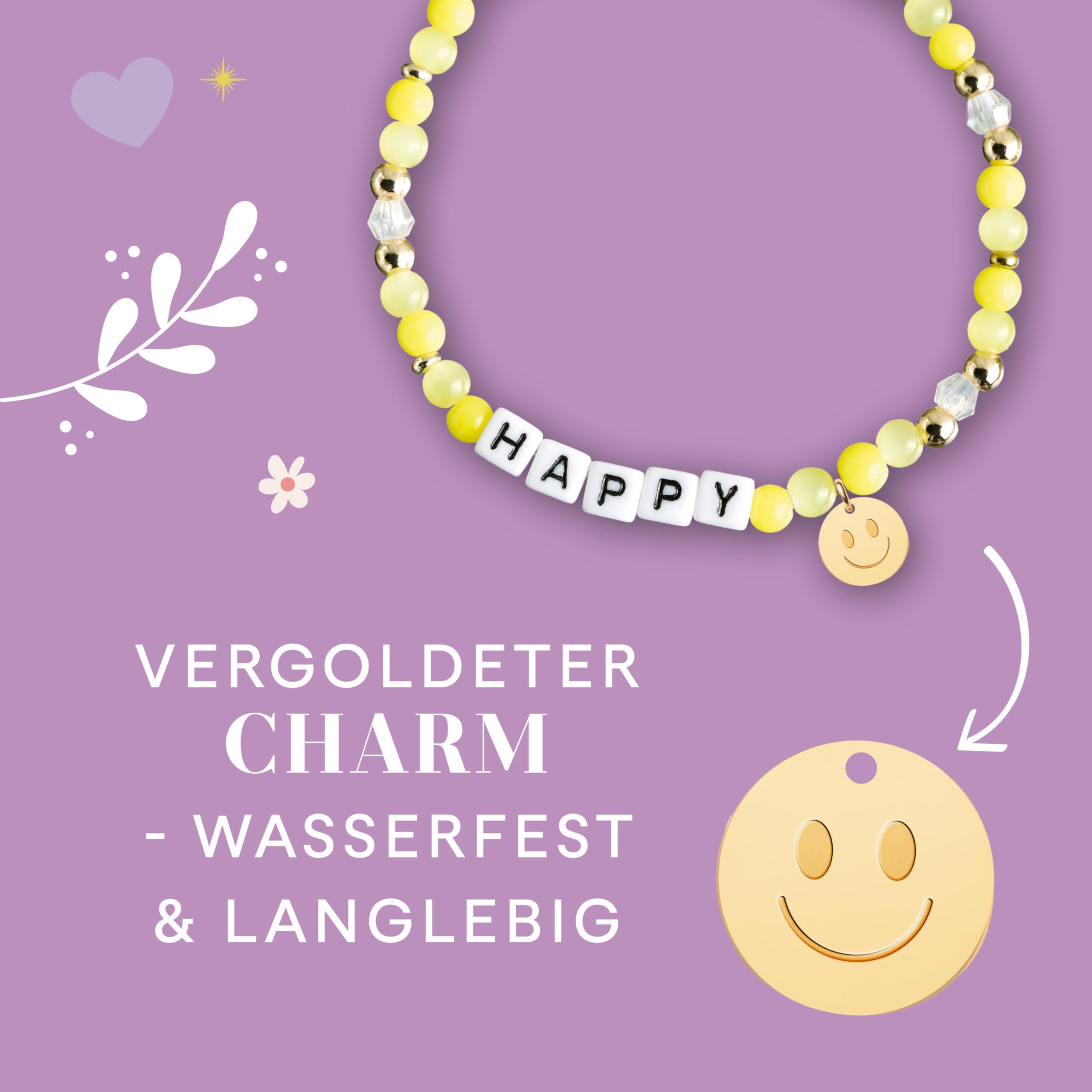 Follow your Feelings - Make your bracelet - Schmuckset Happy VE, 10 Ex.: Anleitung und Material für ein Armband. Mit gestalteter Geschenkkarte