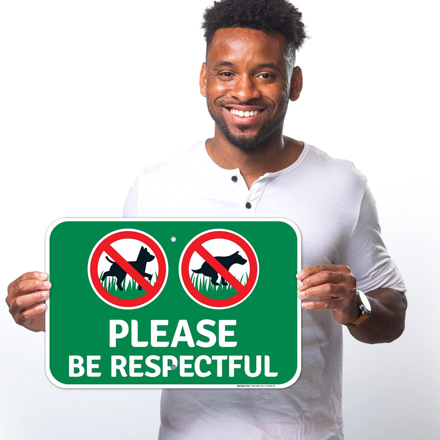 Please Be Respectful No Dog Peeing and Pooping Sign, 12x18 Inches, Rust Free .063 Aluminum, Fade Resistant, Made in USA