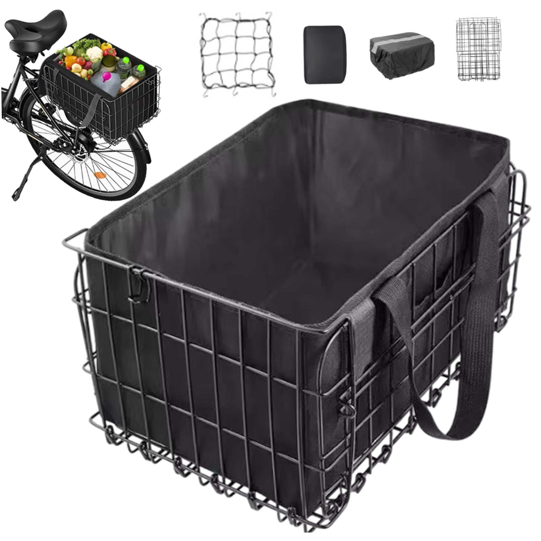 Panier vélo arrière pliable de qualité supérieure avec housse étanche - 6