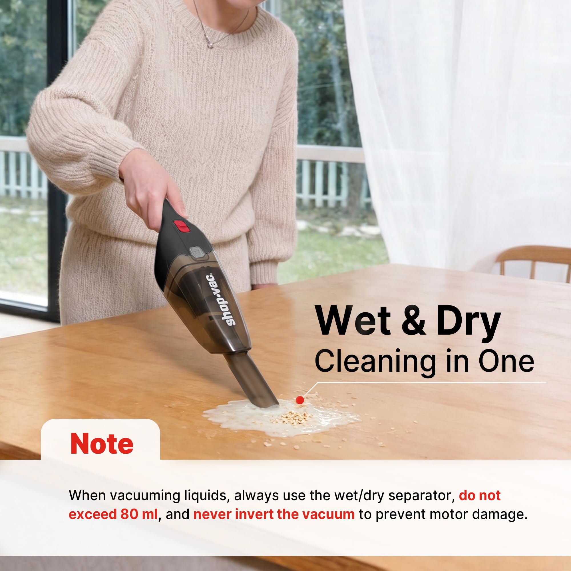 Shop Vac - Aspirador de Mano para Uso en seco y húmedo, 5500 kPa, inalámbrico, Recargable, Montaje en Pared, Herramienta de Grietas, portátil para el hogar