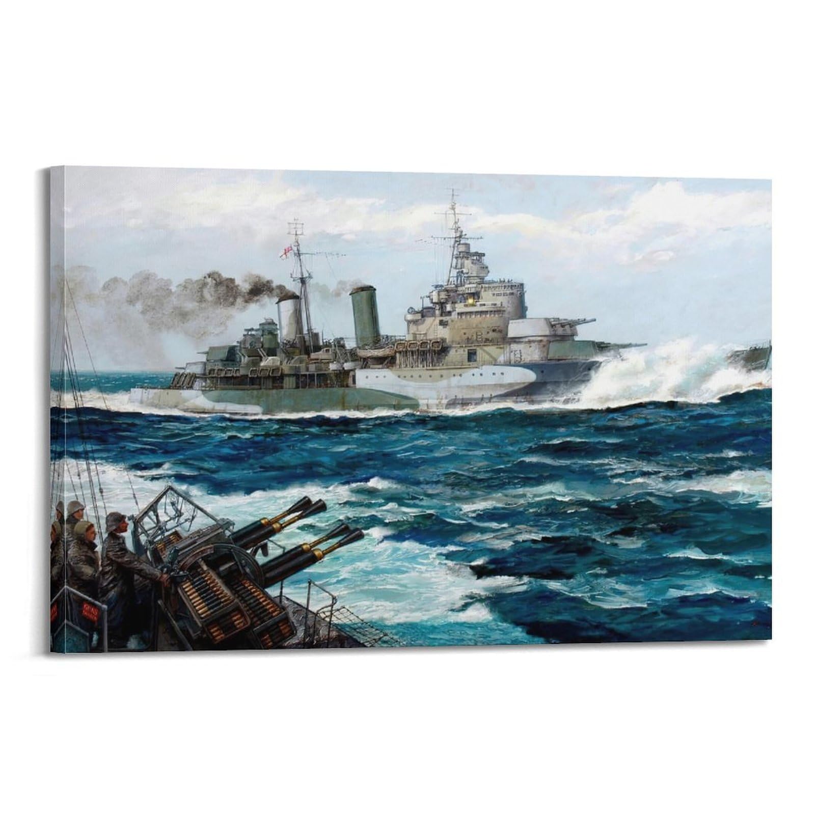 GTTHOK WWII Vintage Battleship Poster 1943 HMS Belfast Decorative Painting Canvas Art Picture 12x18inch(30x45cm)