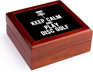 3dRose Keep Calm & Play Disc Golf Jewelry Box 7 x 7 inch with 4 inch tile