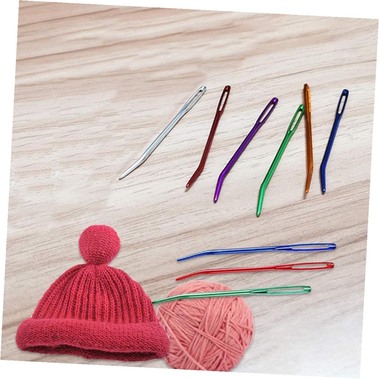 Zerodeko 12pcs Wear-Resistant Multi-Function Yarn and Tapestry Needles with Large Eye, Bent Design for Knitting and Darning, Mixed Colors, Portable Sewing Tool for Yarn Crafts Random Color