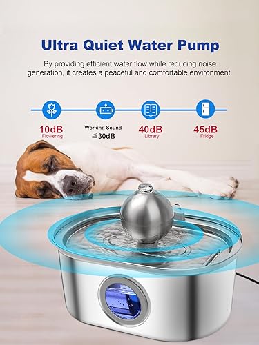 Miniatura 3 de AT1NTEN Fuente de agua para gatos, dispensador automático de agua de acero inoxidable para mascotas, fuente de agua de 108 oz3.2 L para perro en el