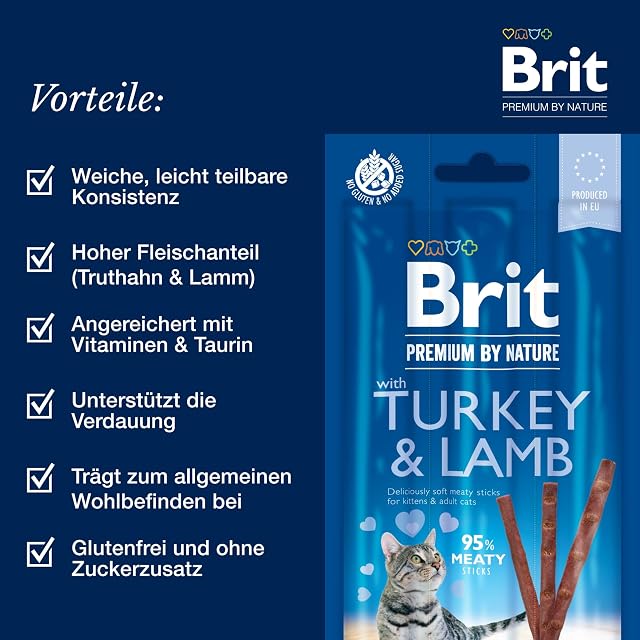 Foto 2 de 6 de Comida Seca para Gatos VAFO PRAHA s.r.o. Brit Premium Cat Kabanosy Turquía & Lamb 3 * 5G / 35