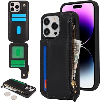 Cavor for iPhone 14 Pro Max Wallet Case with Card Holder, Black