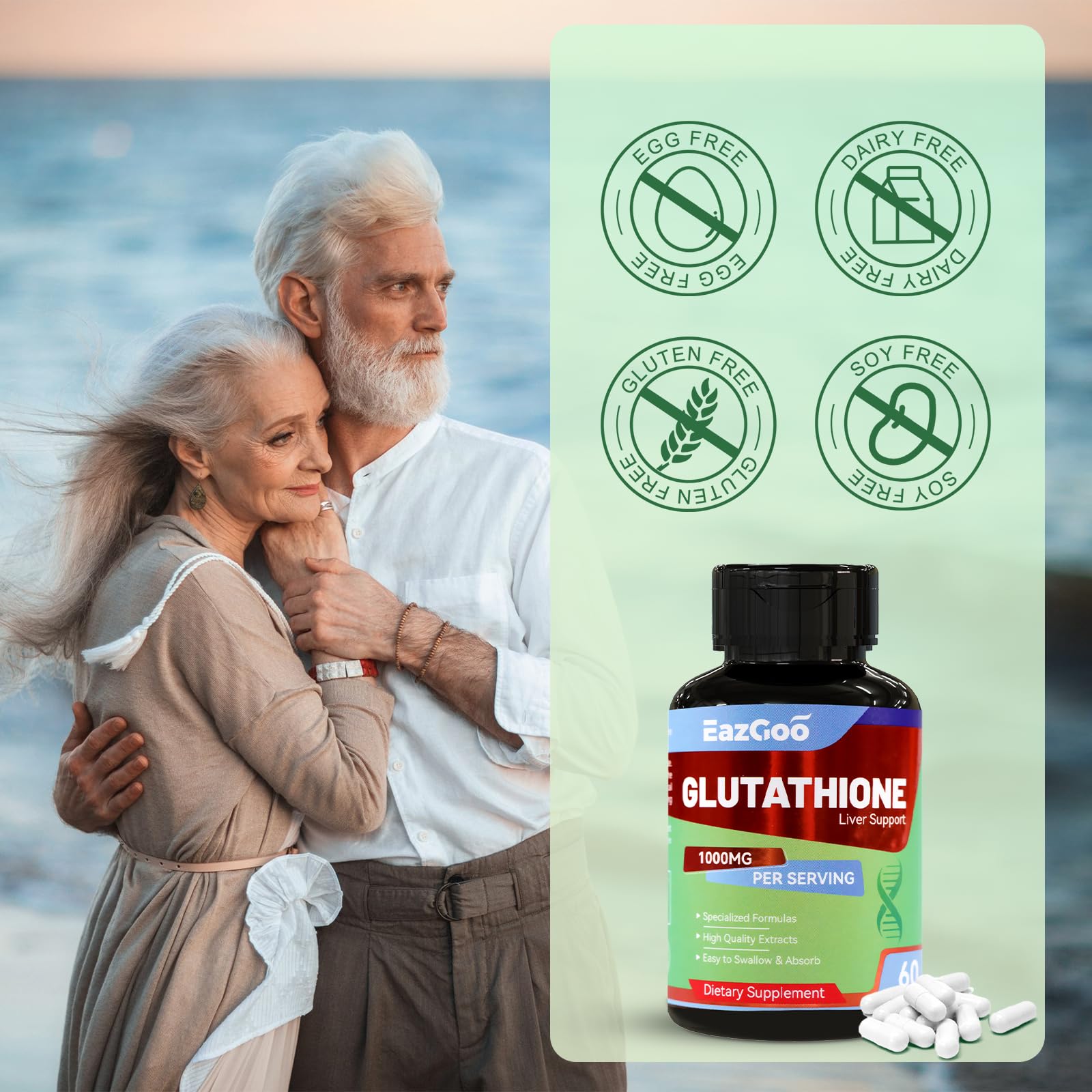 Glutathione Supplement 1000mg Antioxidant Supplement - Premium Vegan Formula for Immune Support, Skin Brightening & Liver Detox – Allergen-Free, Non-GMO, Effective Wellness Boost (60 Capsules) — Amazon image 5