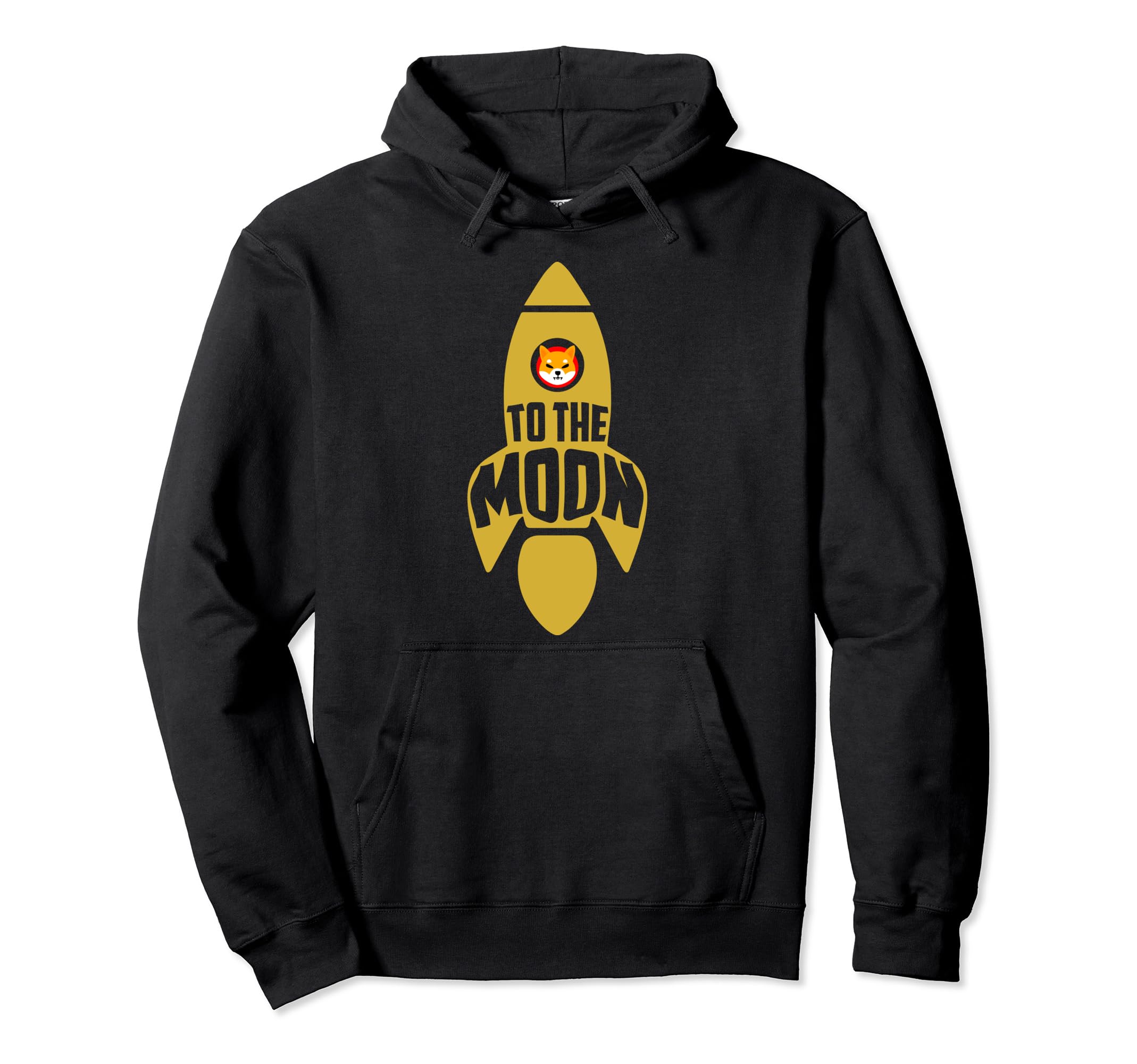 Shiba Inu To The Moon Rocket Launch Funny Crypto Coin HODL Pullover Hoodie, Black