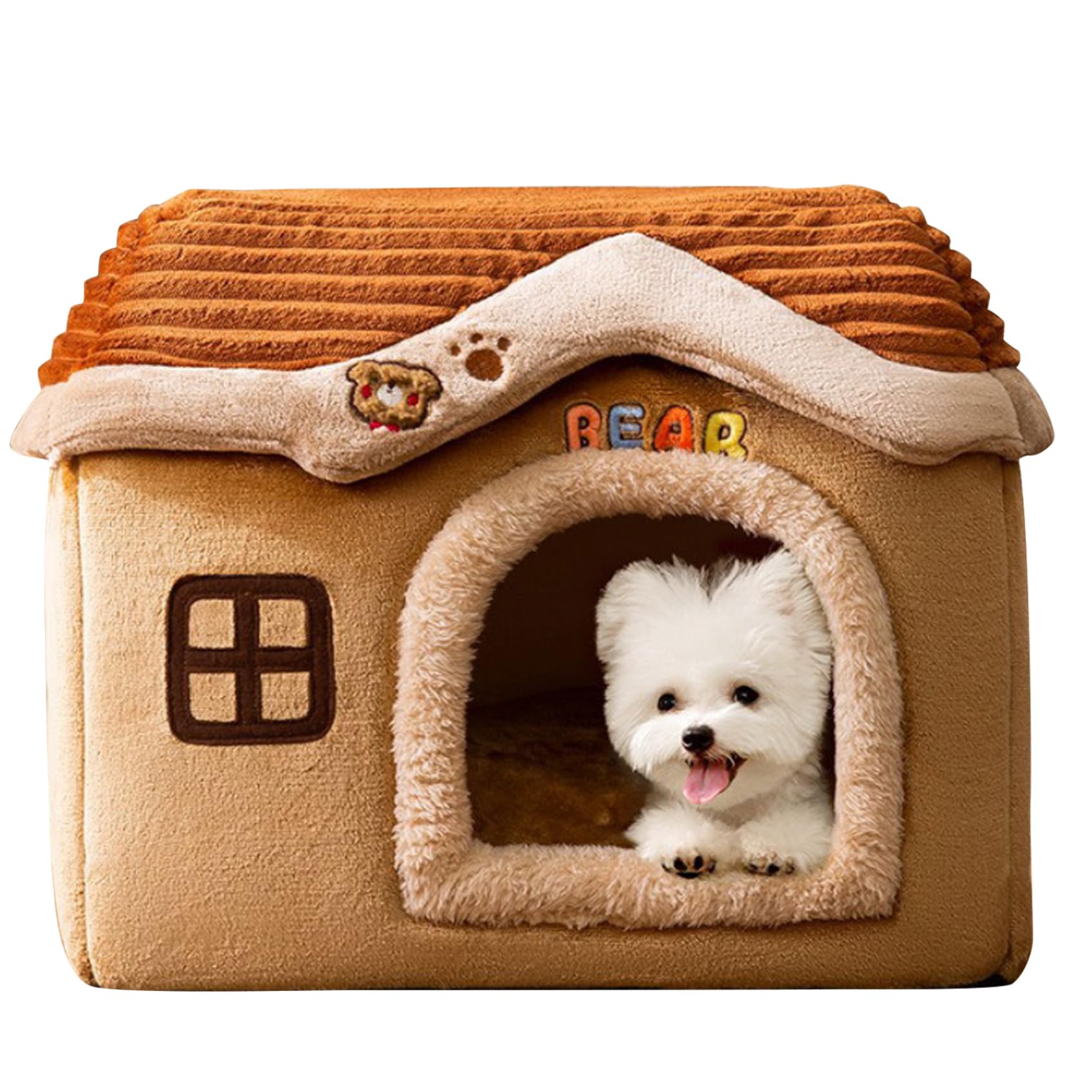 1pc Chien Maison intérieure Chaude détachable Petite Maison de Chien 15,8x11.8x12,6 Pouce Grand château de Chien Espace Cave Lavable pour Chiens lavables pour Les Petits et Moyens Chiens s