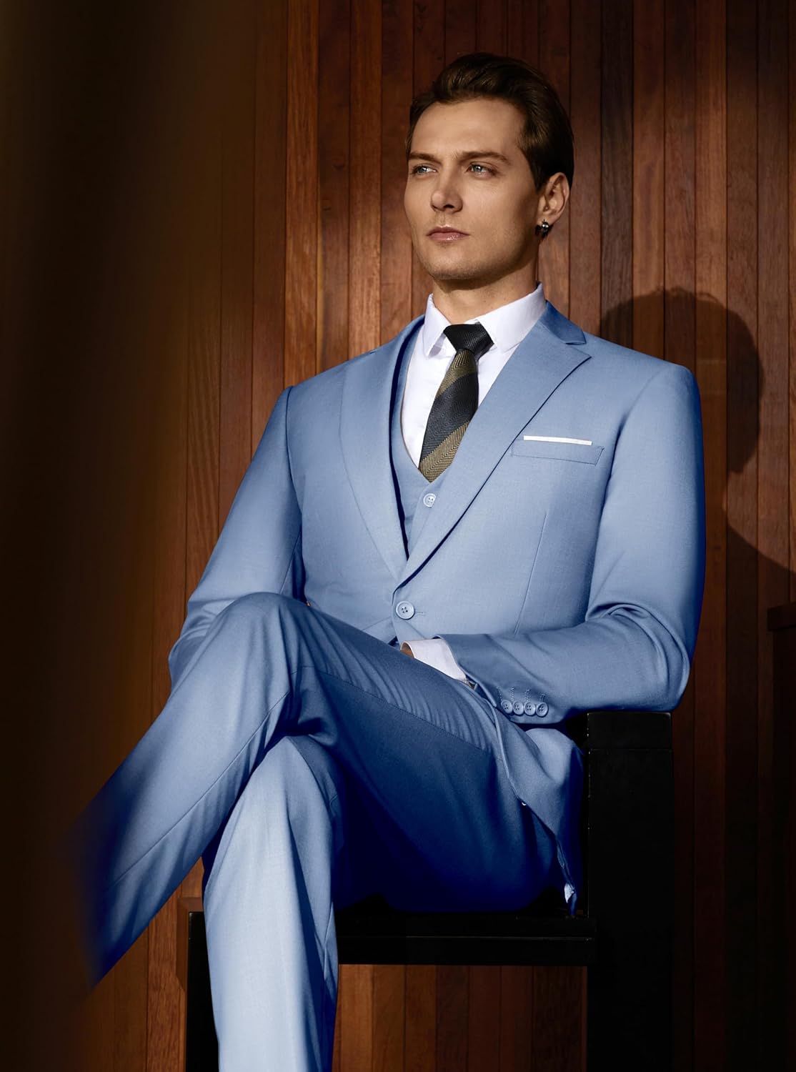 WULFUL Men’s Slim Fit Suit One Button 3-Piece Blazer Dress Business Wedding... - Picture 222 of 257