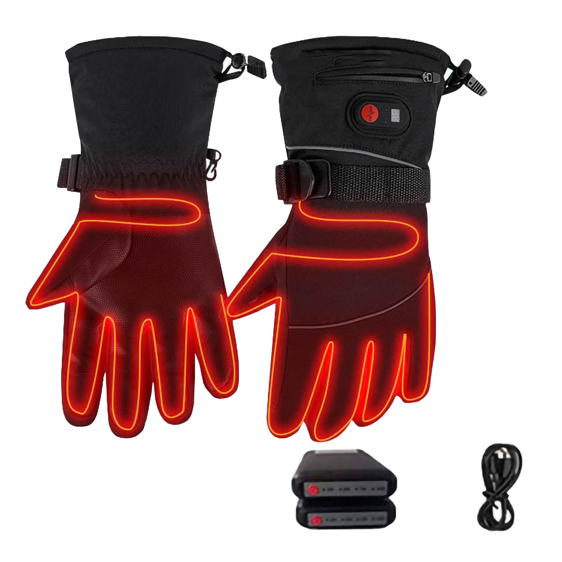 Gants chauffants for hommes par temps froid, doublures de gants chauffants 7,4 V 3000 mah, gants chauffants rechargeables par USB, gants chauffants électriques avec 3 réglages de température, chauffe-