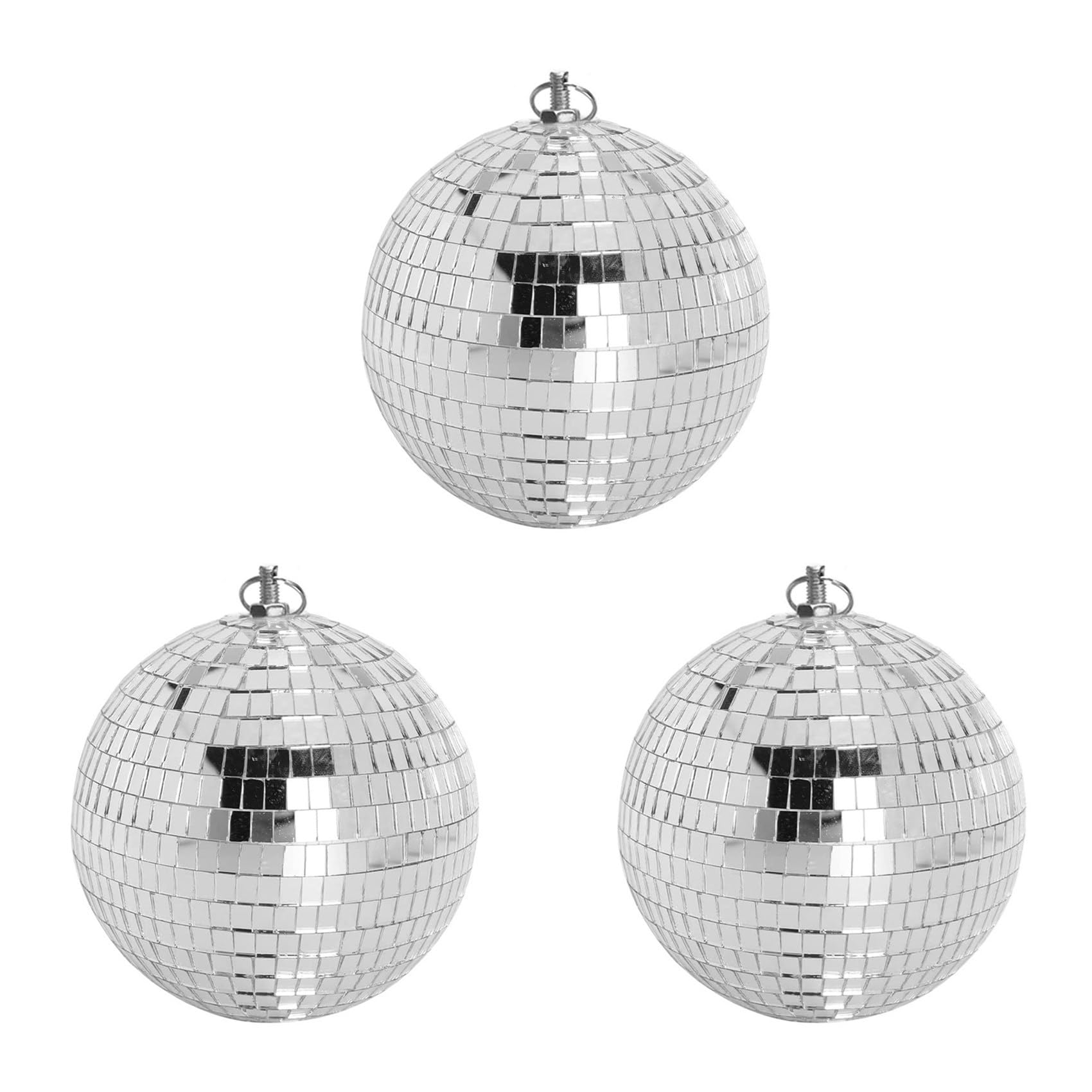 Hndhbfgrt 3pcs 30cm Disco Light Mirror Ball, Stage Reflective Party Mirror Balls Silver with Hanging Rings for Dance, Birthday