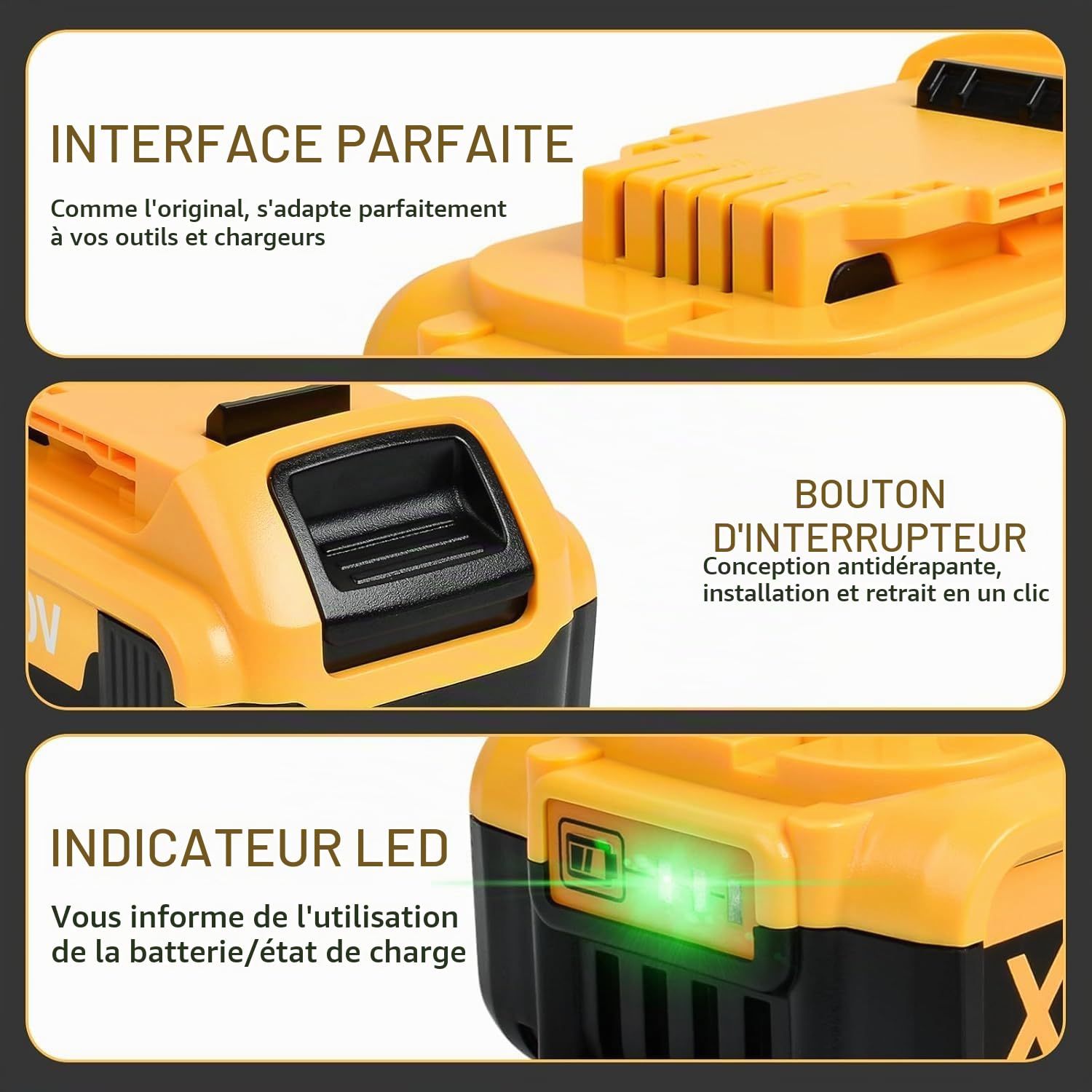 2X 18V 8.0Ah Li-ION dewalt Haute capacité en Remplacement de la Batterie pour Dewalt 18V DCB200 DCB184 DCB182 DCB101 DCB107 DCB112 DCB105 DCB115 DCB203