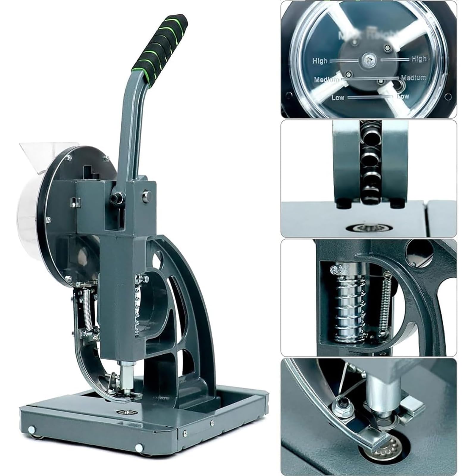 Máquina de fijación semiautomática de ojales para pancartas, toldos, carteles, incluye 1000 ojales en 5 tamaños: 5,5 mm, 6 mm, 8 mm, 10 mm, 12 mm, herramienta de hebilla de anillo de metal