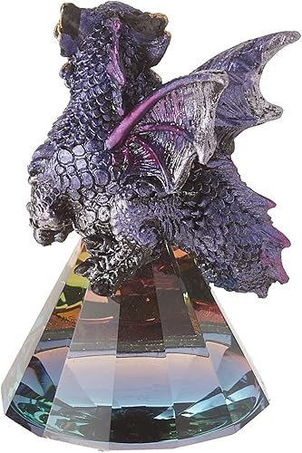 Miniatura 2 de StealStreet 71698 Figura de estatua de dragón de bebé púrpura sobre pirámide de 3.5 pulgadas