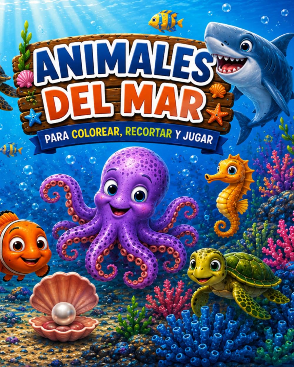 Animales del Mar: Para Colorear, Recortar y Jugar: Un libro de actividades creativas para colorear, recortar y crear divertidas aventuras bajo el ... Editorial - Colección Pinta, Recorta y Juega)