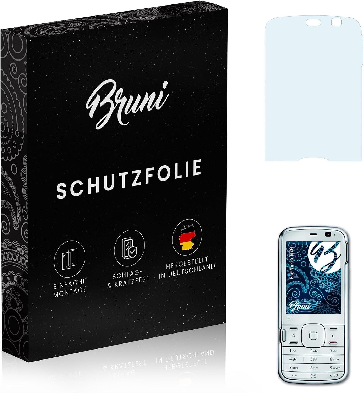 Bruni Screen Protector compatible with Nokia N79 Protector Film, crystal clear Protective Film (2X)