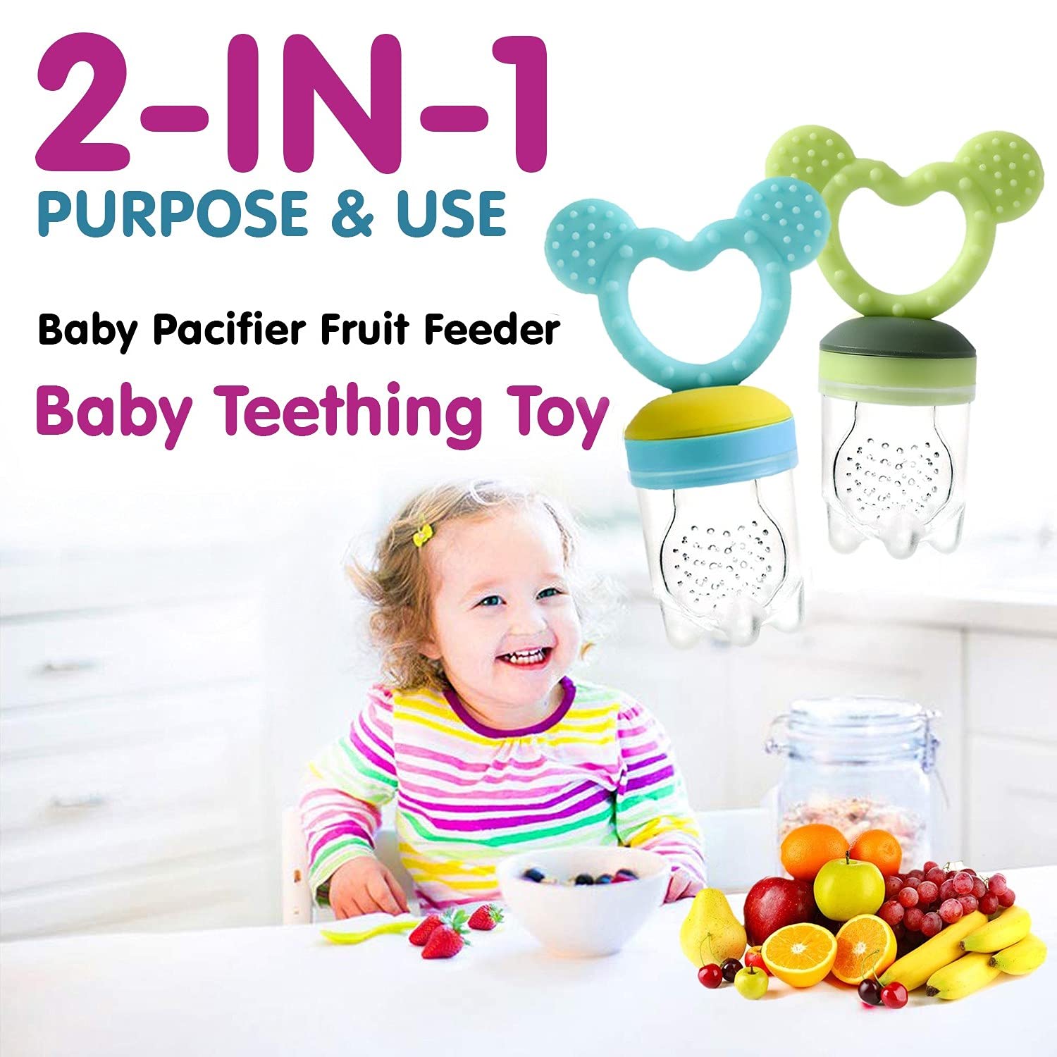Gedebey Baby Food Feeder, Pacifier Fruit Fresh Silicone Bottle Squeeze