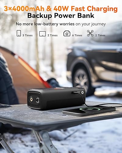 Miniatura 6 de WOLFBOX Inflador de neumáticos, compresor de aire portátil, bomba de aire inalámbrica de 150 PSI y 12000 mAh para neumáticos de automóvil,