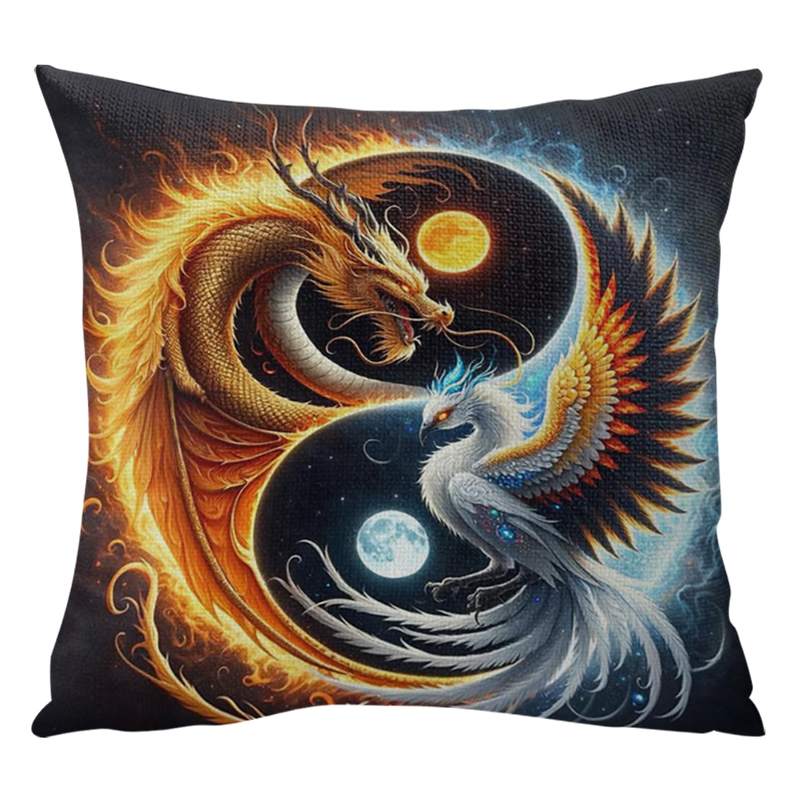 Poetrydraw Tai Chi C Tai Chi Phoenix 11Ct 3 Strands Diy Stamped Pillow Covers Cross Stitch Kits For Adults Home Decor 45X45cm (Tai Chi C)