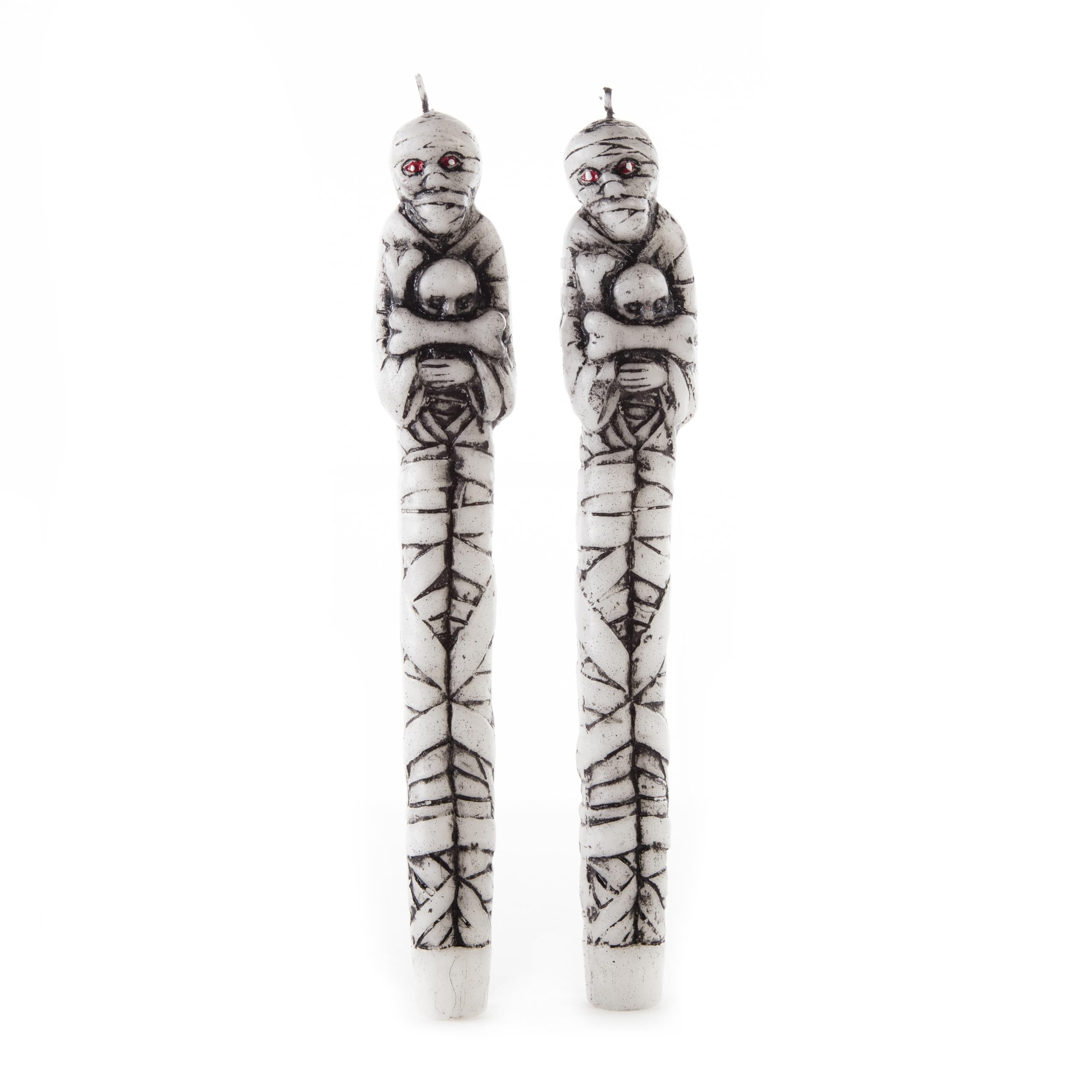 Premier Black/White Decorations Pack Of 2 Mummy Design Halloween Candles - Taper Candle - 25Cm - Novelty Candle, Halloween Decoration, Spooky Décor