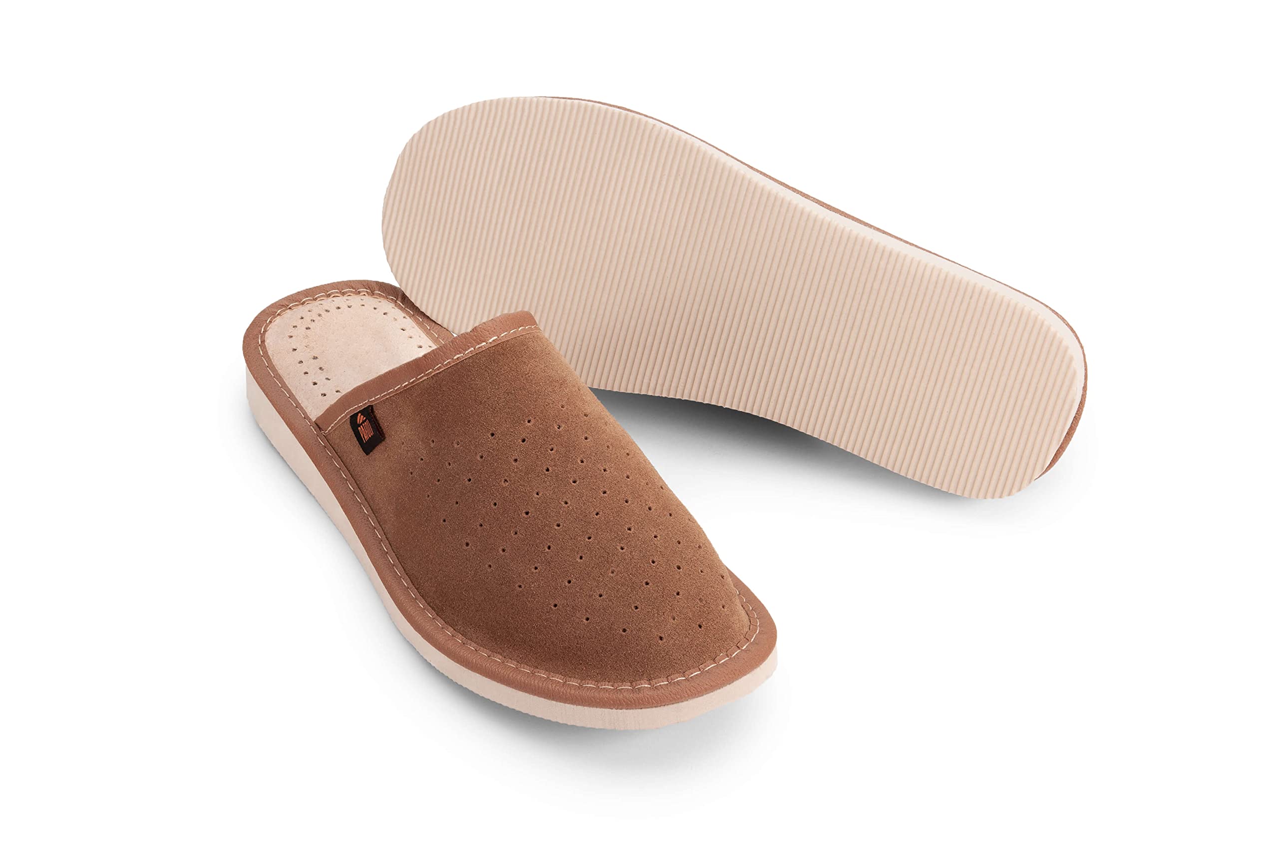 PAFOLISlippers World Womens Slip On Slippers Soft Suede Leather Size 3-8 Ladies Mule House Shoes UK