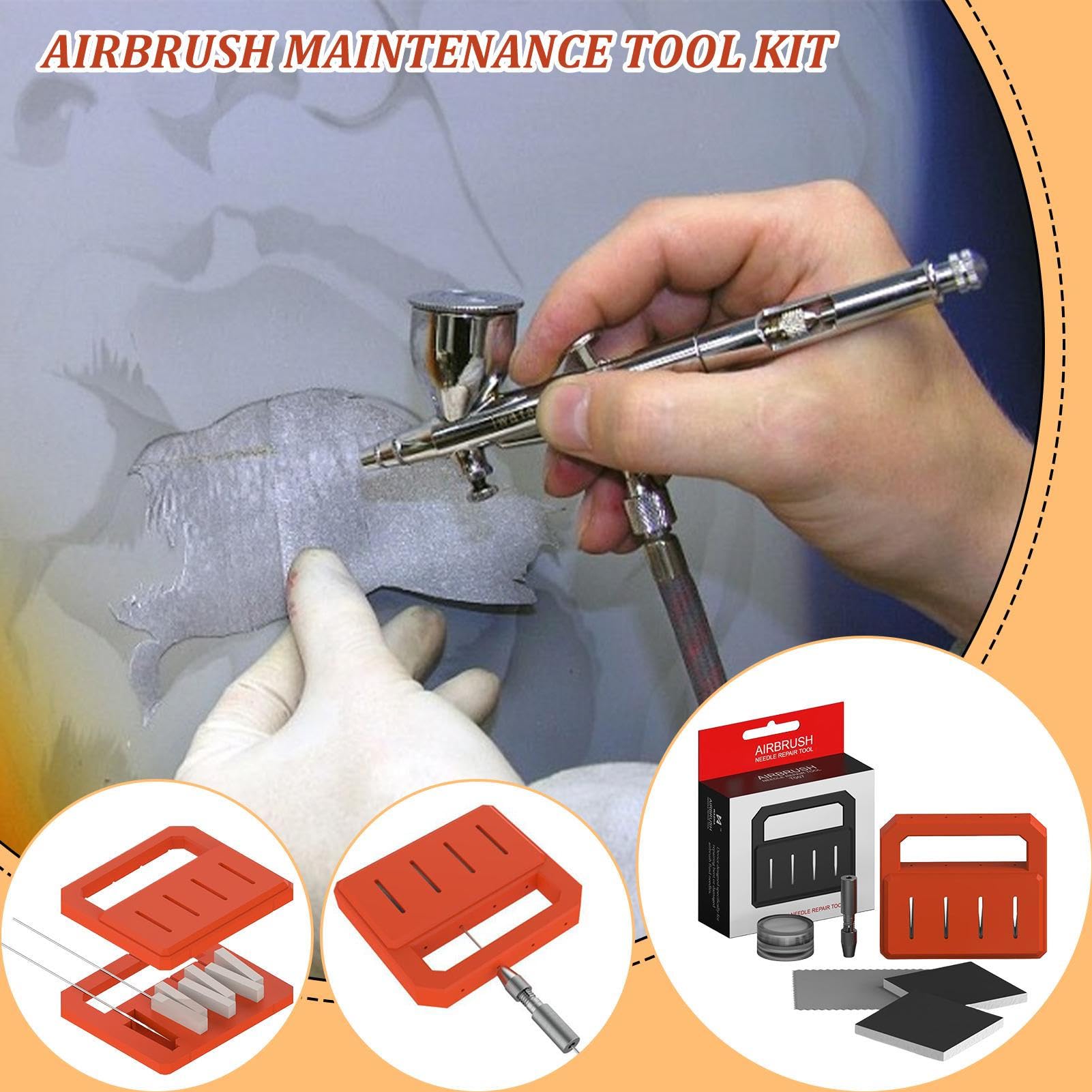 Ostrzałka do Igieł Aerografu Zestaw do Renowacji Aerografu | Ręczne Urządzenie Dla Barberskich Warsztatów Modelarstwa Dekorowania Ciast Makeupu
