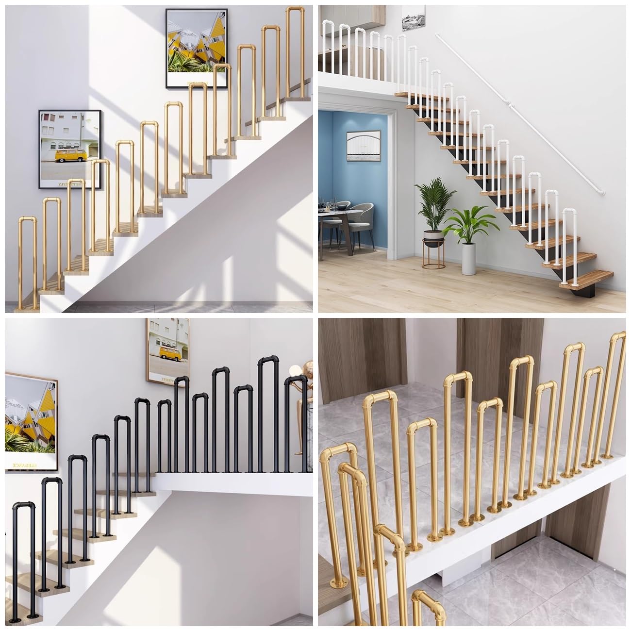Balustrady tarasowe w kształcie klatki schodowej, zaokrąglone narożniki, stabilna konstrukcja żelaznej ramy, słupki do balustrady schodowej na ganek, schody, ogród, taras zewnętrzny