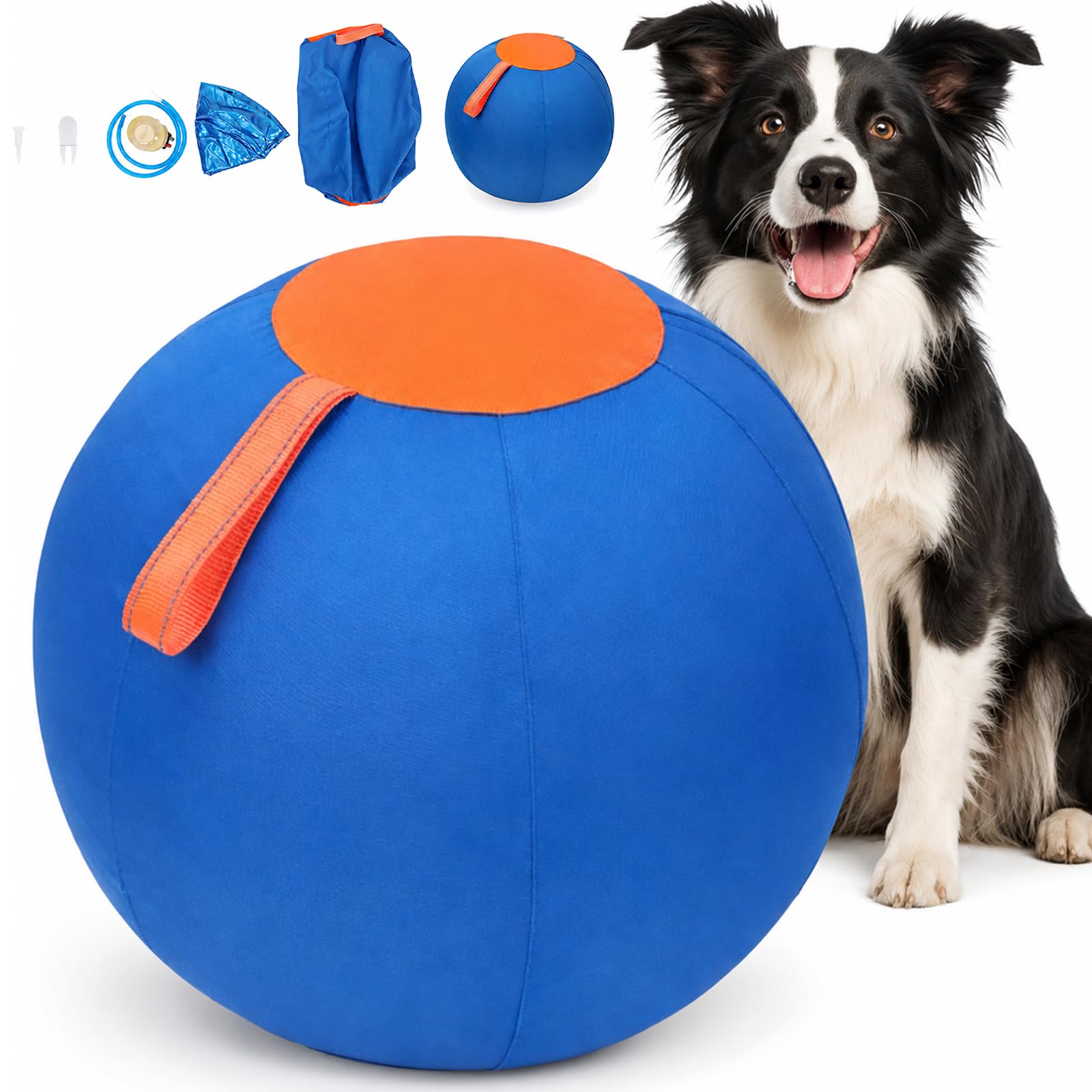 Giant Herding Ball for Dogs, Herding Ball for Border Collies, Inflatable Pet Balls Or Parks, Lawns, Courtyards Playing, Exercise for Outdoor Exercise, Mental Stimulation (21.6in-A)