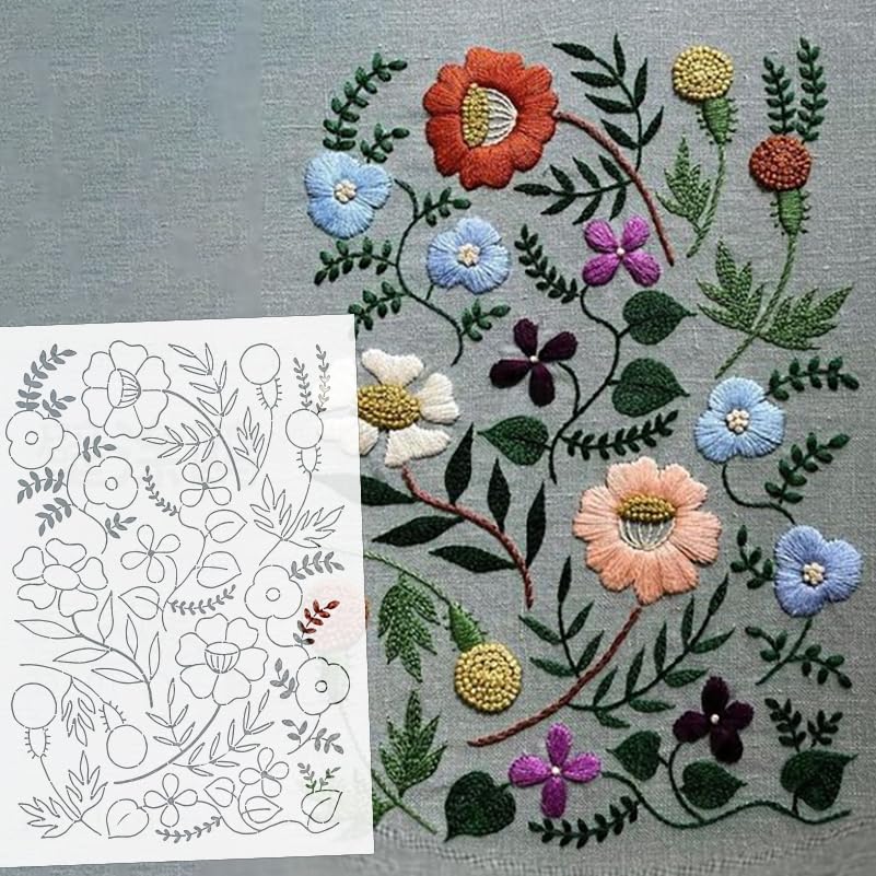 Pochoir en tissu broderie S603 pour réussir vos motifs botaniques
