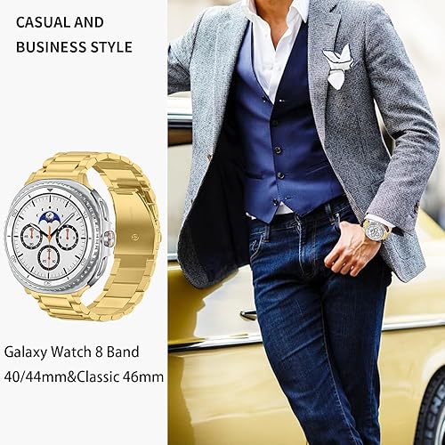 Vista 57 de GOLDTOLUCK Stainless Steel Band Compatible with Samsung Galaxy Watch 8 7 6 5 4 Classic FE Pro 40mm 44mm 46mm 43mm 47mm 45mm 42mm 20mm Men Women Negro