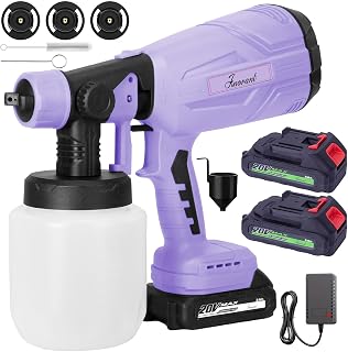 Paint Sprayer,Cordless Paint Sprayer with 2×20V 2Ah Battery and Adjustable Spray Width knob,Paint Sprayers for House Painting for Furniture,Walls, Doors, Fences,Floors(Purple)