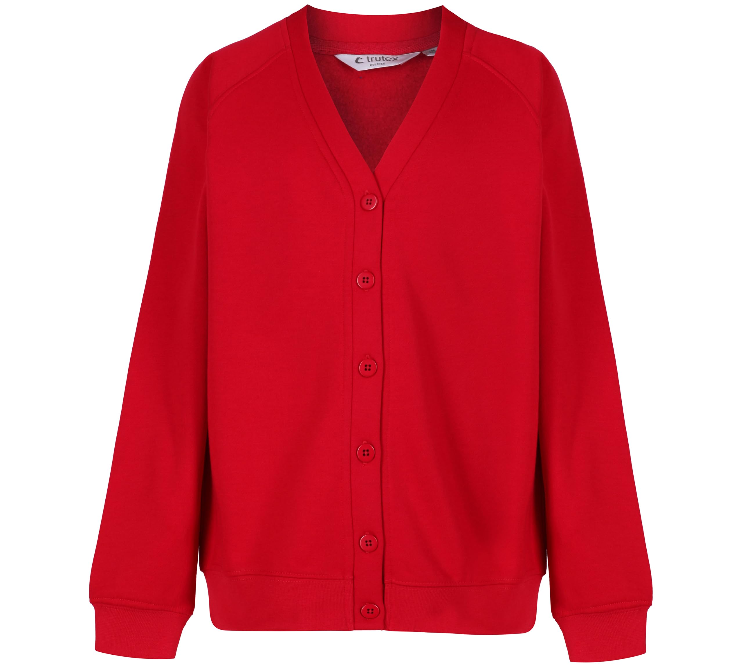 Trutex Unisex Sweatshirt Cardigan for School Uniform, Long Sleeve, Button Down, 260g, Red (Scarlet), 3-4 Years (Manufacturer Size: 20-22" Chest)